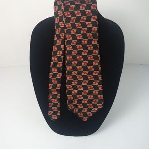 Mulberry Handsewn Italian Silk Tie Geometric Red Black